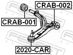 CRAB002 Febest Bloco silencioso dianteiro do braço oscilante inferior