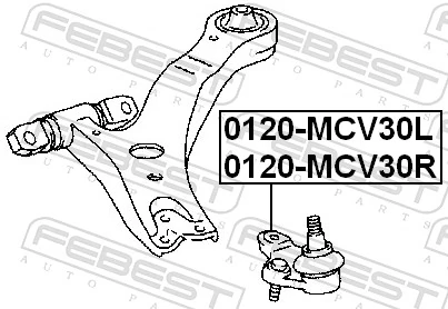 0120MCV30R Febest Suporte de esfera inferior direito