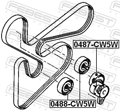 0488CW5W Febest Rolo parasita da correia de transmissão