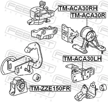 TMACA30RH Febest Coxim (suporte) direito de motor