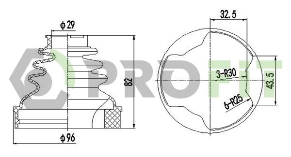  Bota de proteção interna de junta homocinética do semieixo dianteiro Citroen C4 II hatchback (B7) (2010 - 2026) II