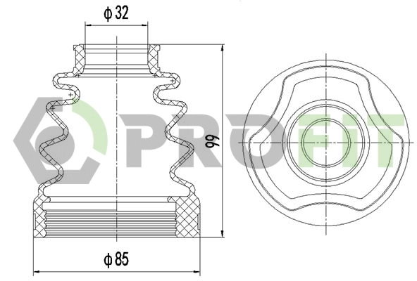 Bota de proteção interna de junta homocinética do semieixo dianteiro Citroen C4 GRAND PICASSO I UA