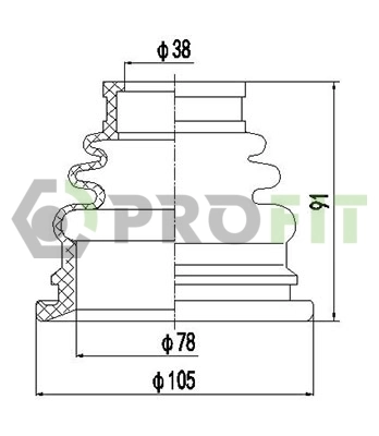 22407267K Formpart/Otoform Bota de proteção interna esquerda de junta homocinética do semieixo dianteiro