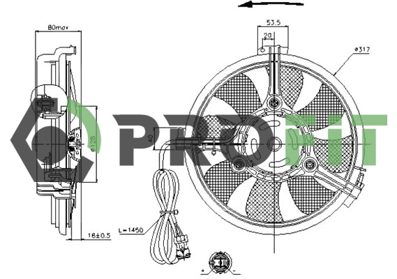 Ventilador elétrico de esfriamento montado (motor + roda de aletas) Volkswagen Passat B5 3B5