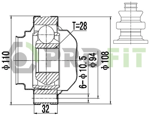 Compre V106921 VEMO/Vaico Junta homocinética interna dianteira