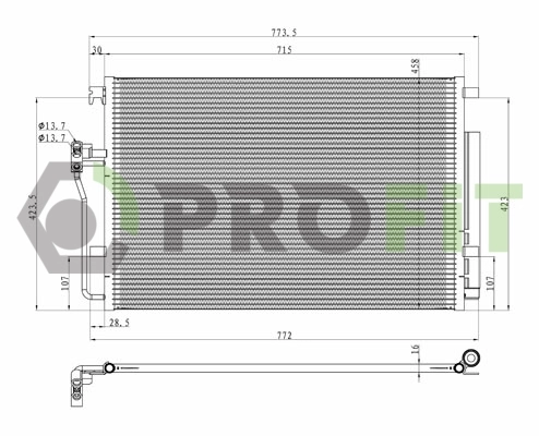 Radiador de aparelho de ar condicionado Volkswagen Crafter 30-35 2E, 2EE, 2EK