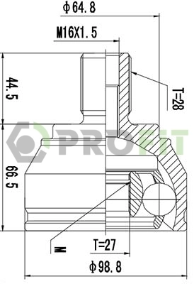 Junta homocinética externa dianteira para Volkswagen AMAROK  2HA, 2HB, S1B, S6B, S7A, S7B