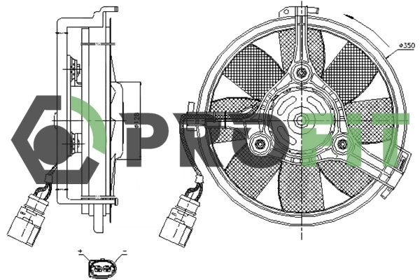 Ventilador elétrico de esfriamento montado (motor + roda de aletas) 352027 ERA Benelux
