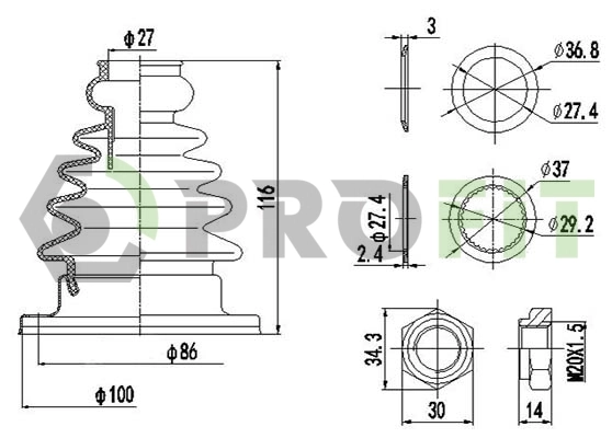  Bota de proteção interna de junta homocinética do semieixo dianteiro Seat Toledo I sedan (1L) (1991 - 1999) I