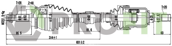 Semieixo (acionador) dianteiro esquerdo Magneti Marelli TDS0268