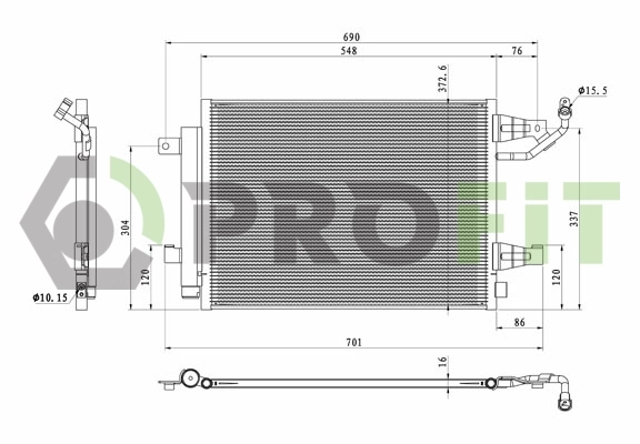  Radiador de aparelho de ar condicionado Mitsubishi Colt VII hatchback (Z3) (2008 - 2012) VII