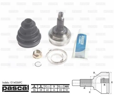 Junta homocinética externa dianteira Pascal G14036PC preço, a partir de 40,95 USD
