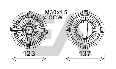 Acoplamento viscoso de ventilador de esfriamento Opel 90144767 preço, a partir de 46,82 USD