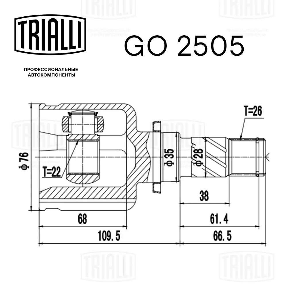 GO2505 Trialli Junta homocinética interna dianteira esquerda