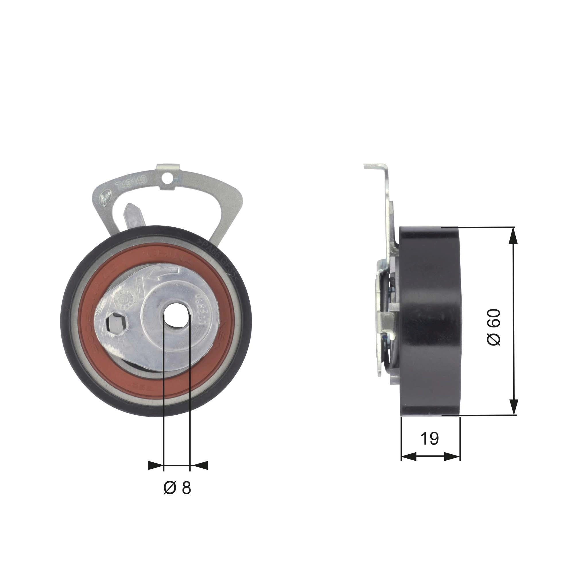 Compre T43140 Gates Rolo de reguladora de tensão da correia do mecanismo de distribuição de gás