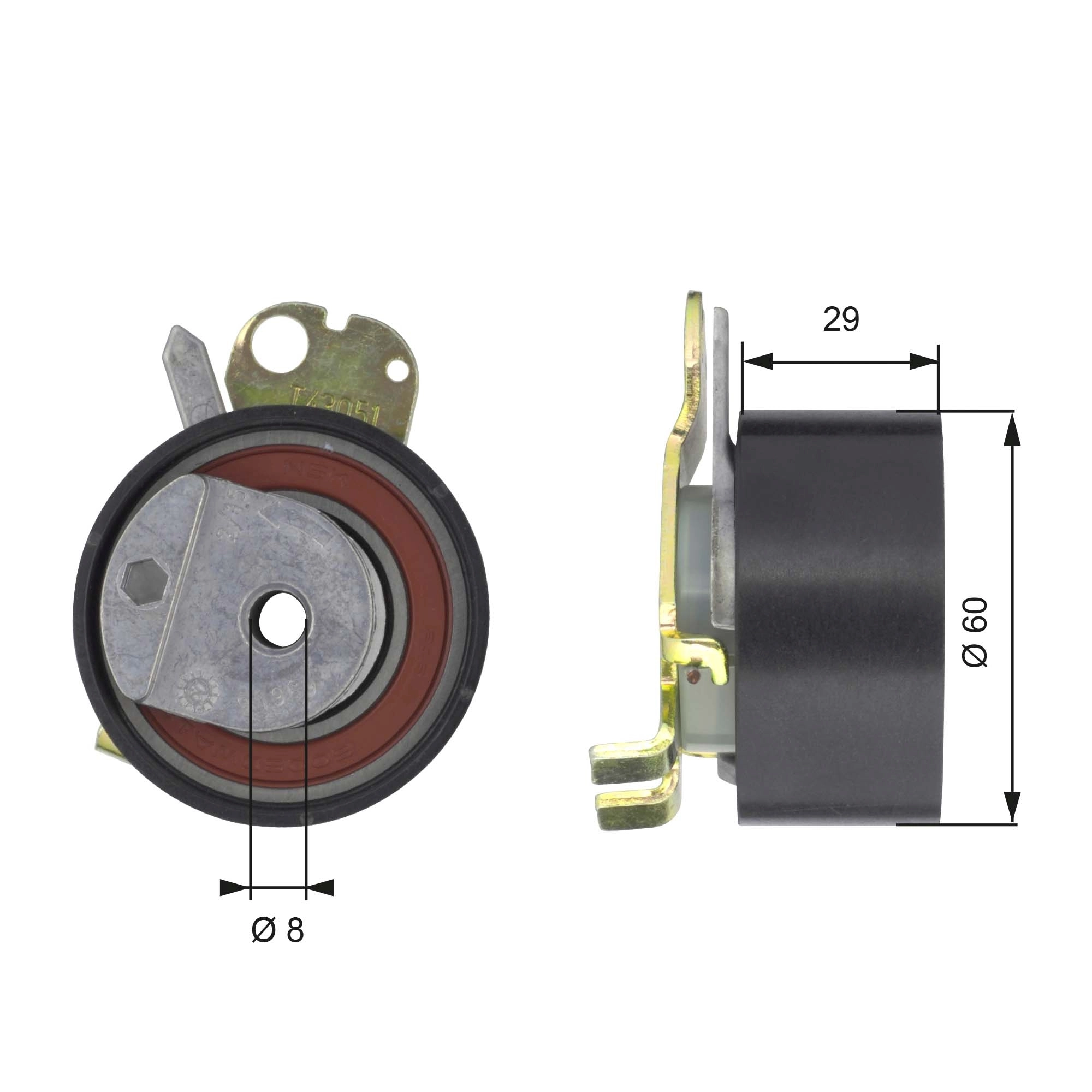 Compre T43051 Gates Rolo de reguladora de tensão da correia do mecanismo de distribuição de gás