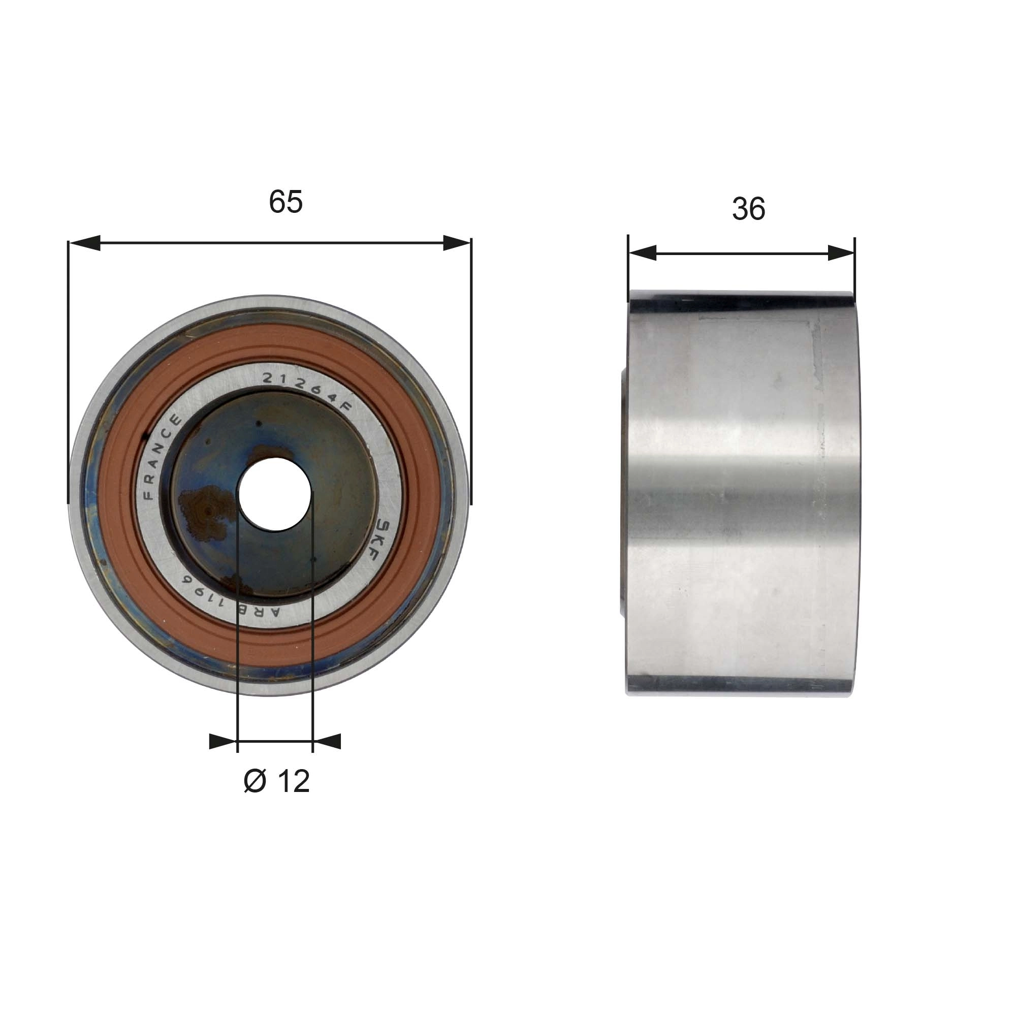 Rolo parasita da correia do mecanismo de distribuição de gás 9651260980 Fiat/Alfa/Lancia