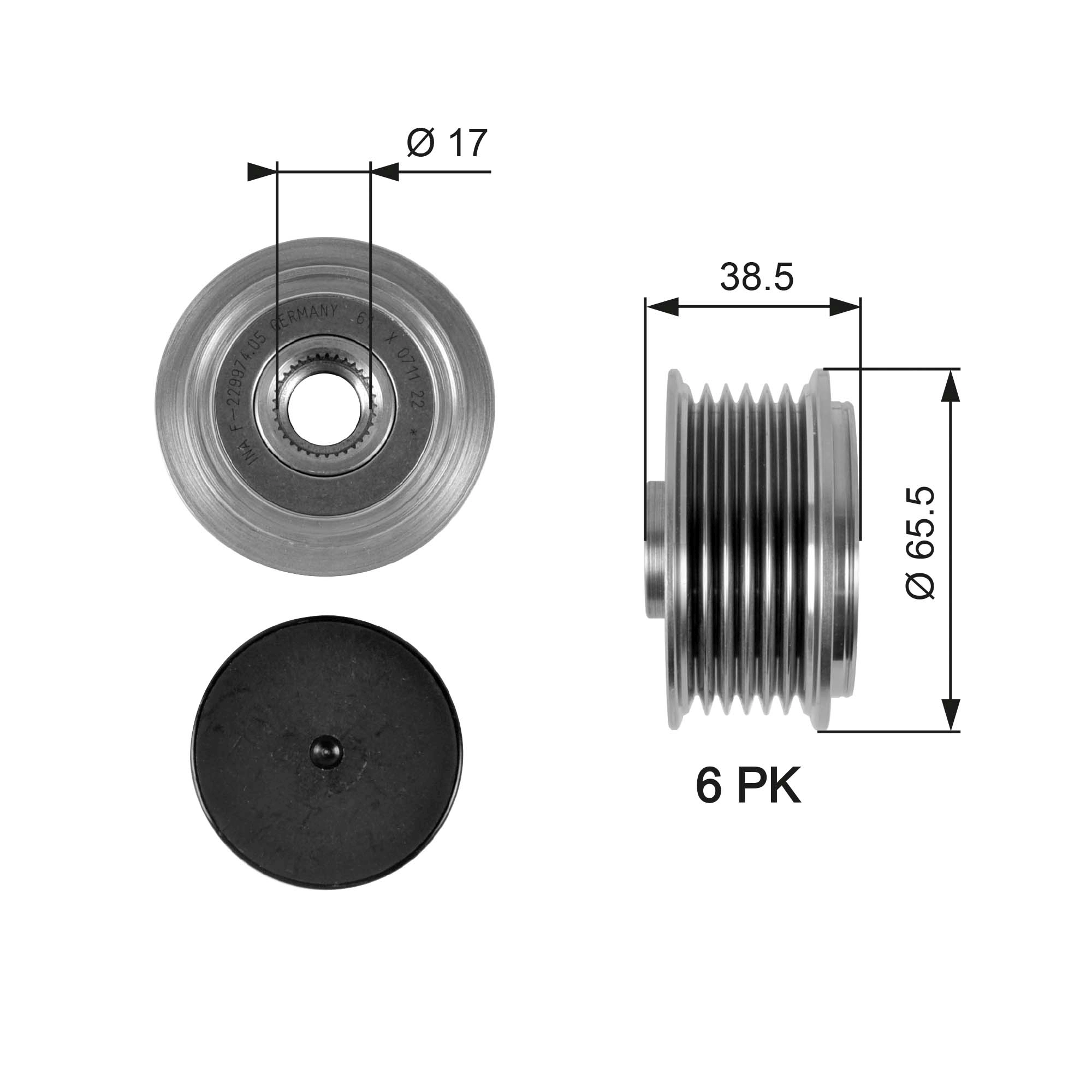 Polia do gerador para Mitsubishi Outlander III GF, GG