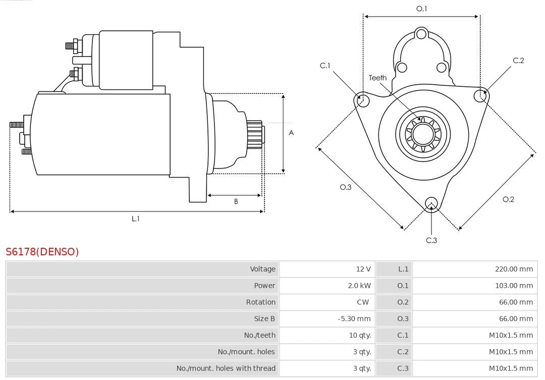 Motor de arranco S6178DENSO As-pl