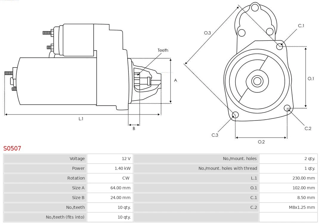 Motor de arranco S0507 As-pl