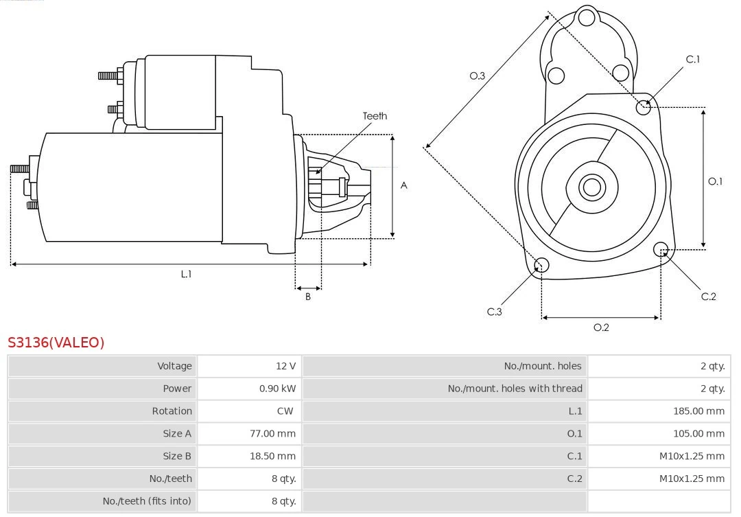 Motor de arranco S3136VALEO As-pl