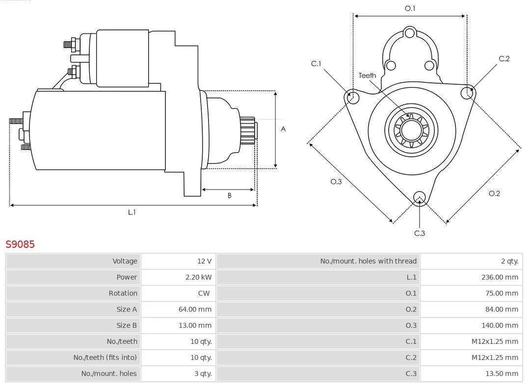 Motor de arranco S9085 As-pl
