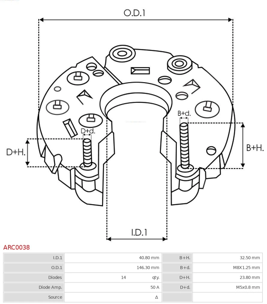 Eixo de diodos do gerador As-pl ARC0038 preço, a partir de 50,44 USD