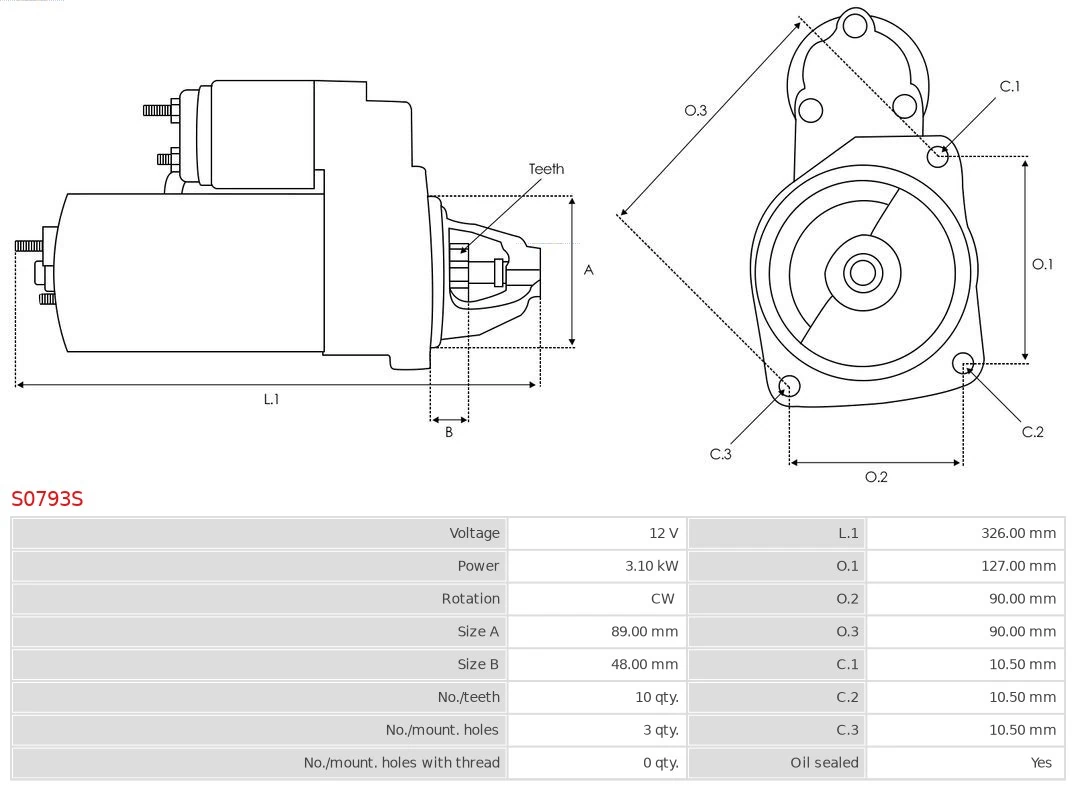 Motor de arranco S0793S As-pl