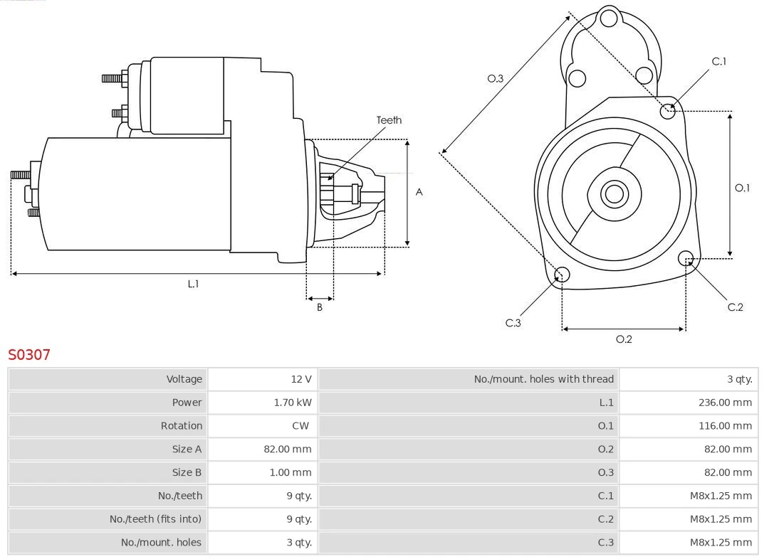 Motor de arranco S0307 As-pl
