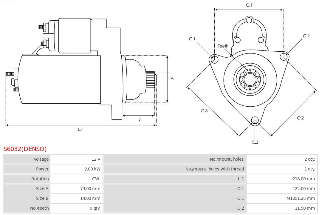 Motor de arranco S6032DENSO As-pl