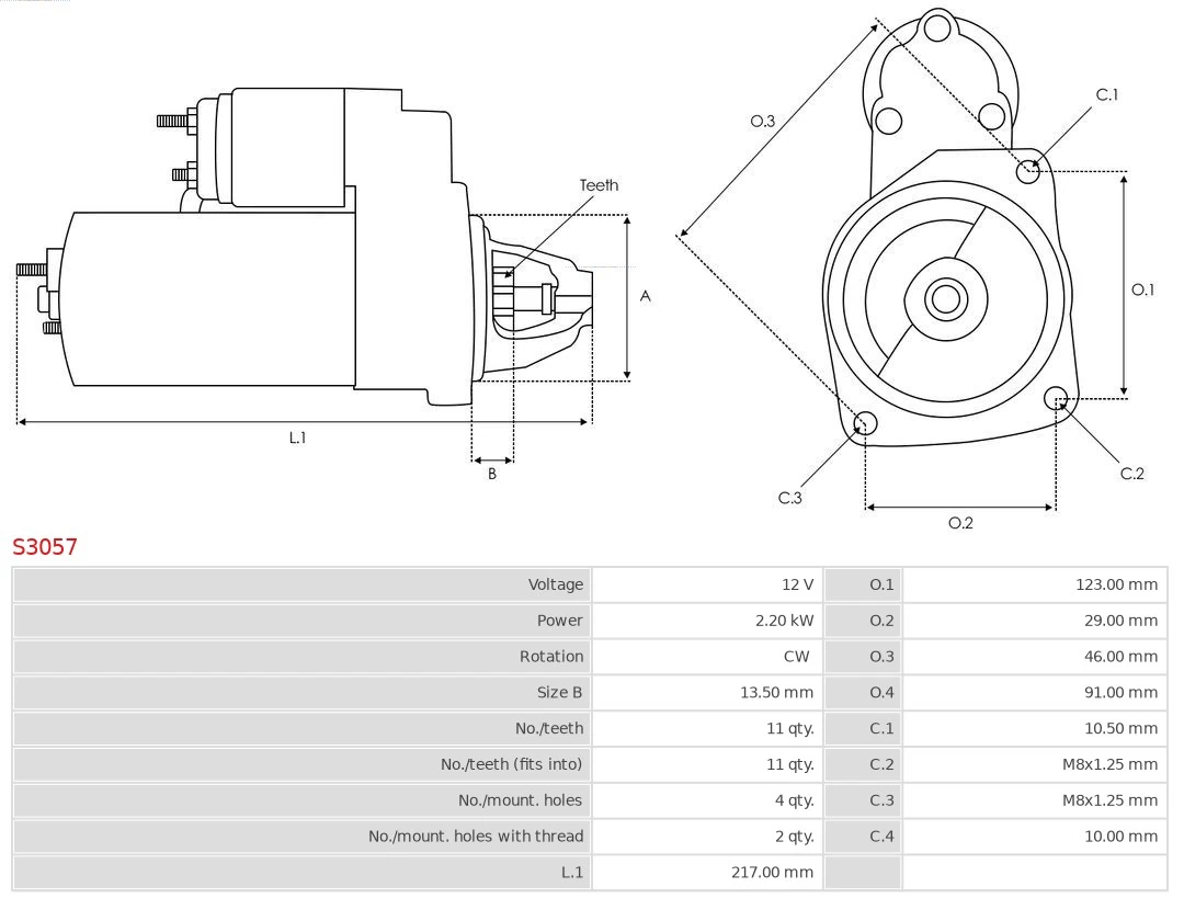 Motor de arranco S3057 As-pl