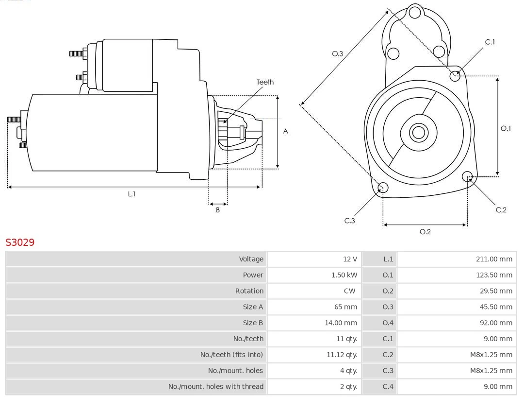 Motor de arranco S3029 As-pl