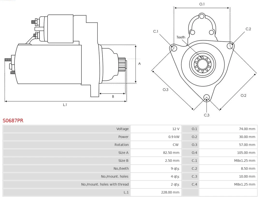 Motor de arranco S0687PR As-pl