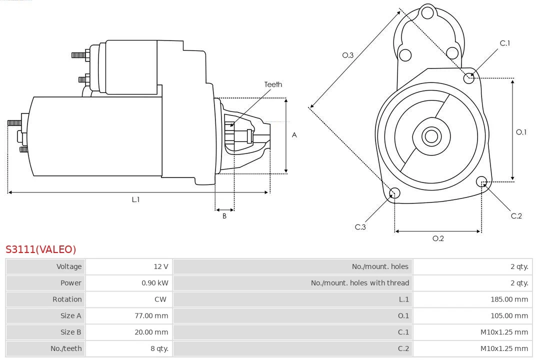 Motor de arranco S3111VALEO As-pl