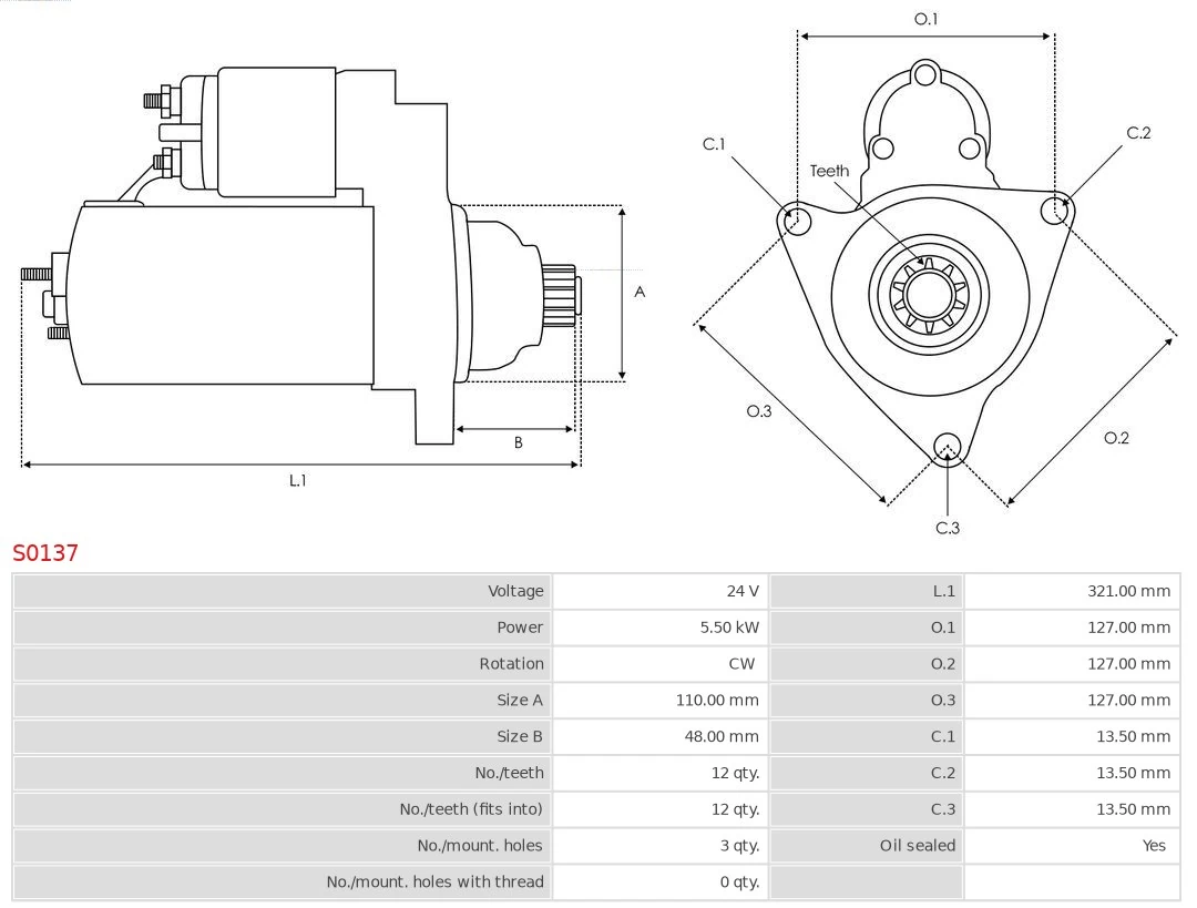 Motor de arranco S0137 As-pl