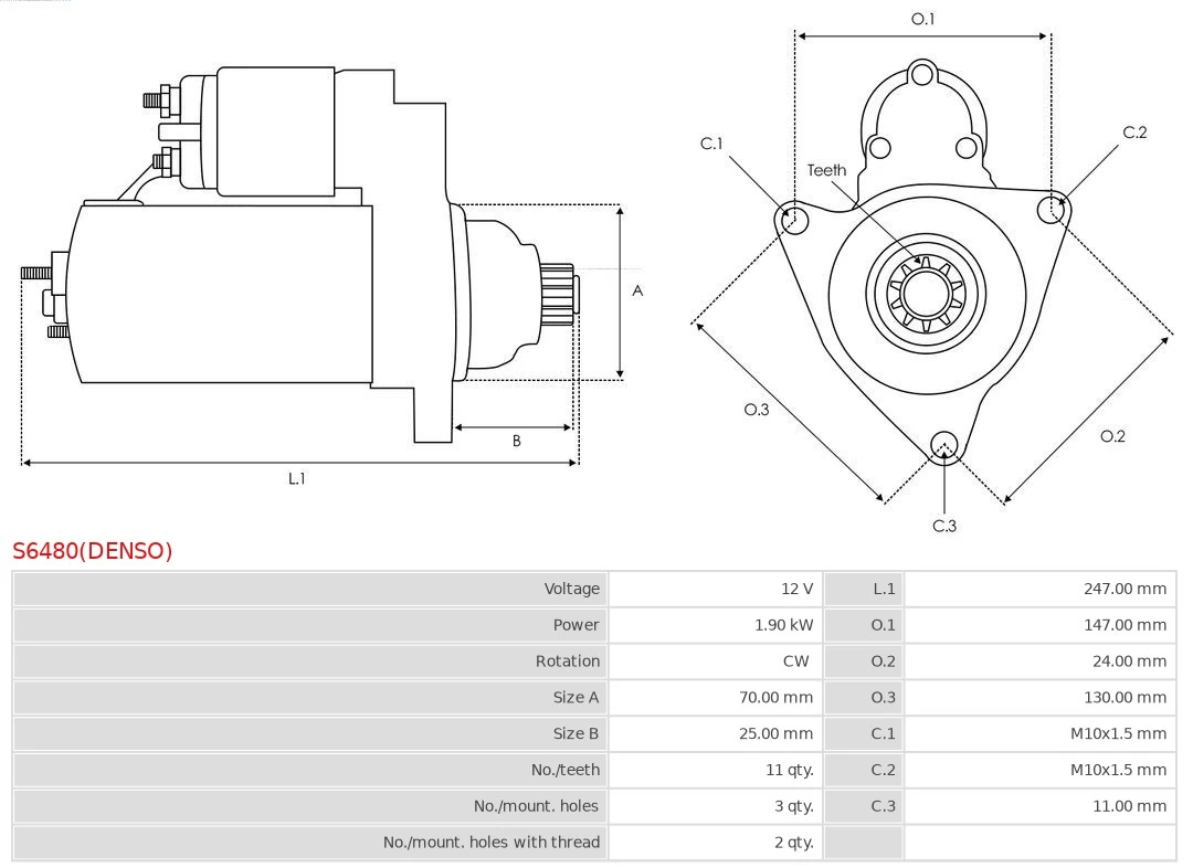 Motor de arranco S6480DENSO As-pl