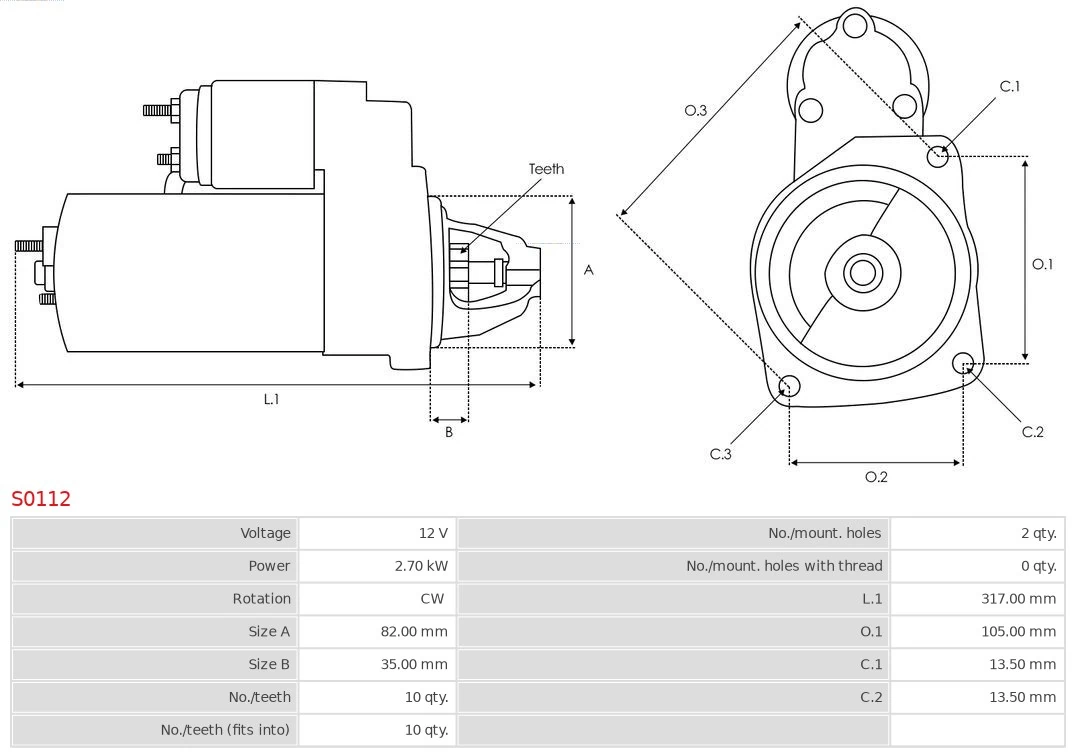 Motor de arranco S0112 As-pl
