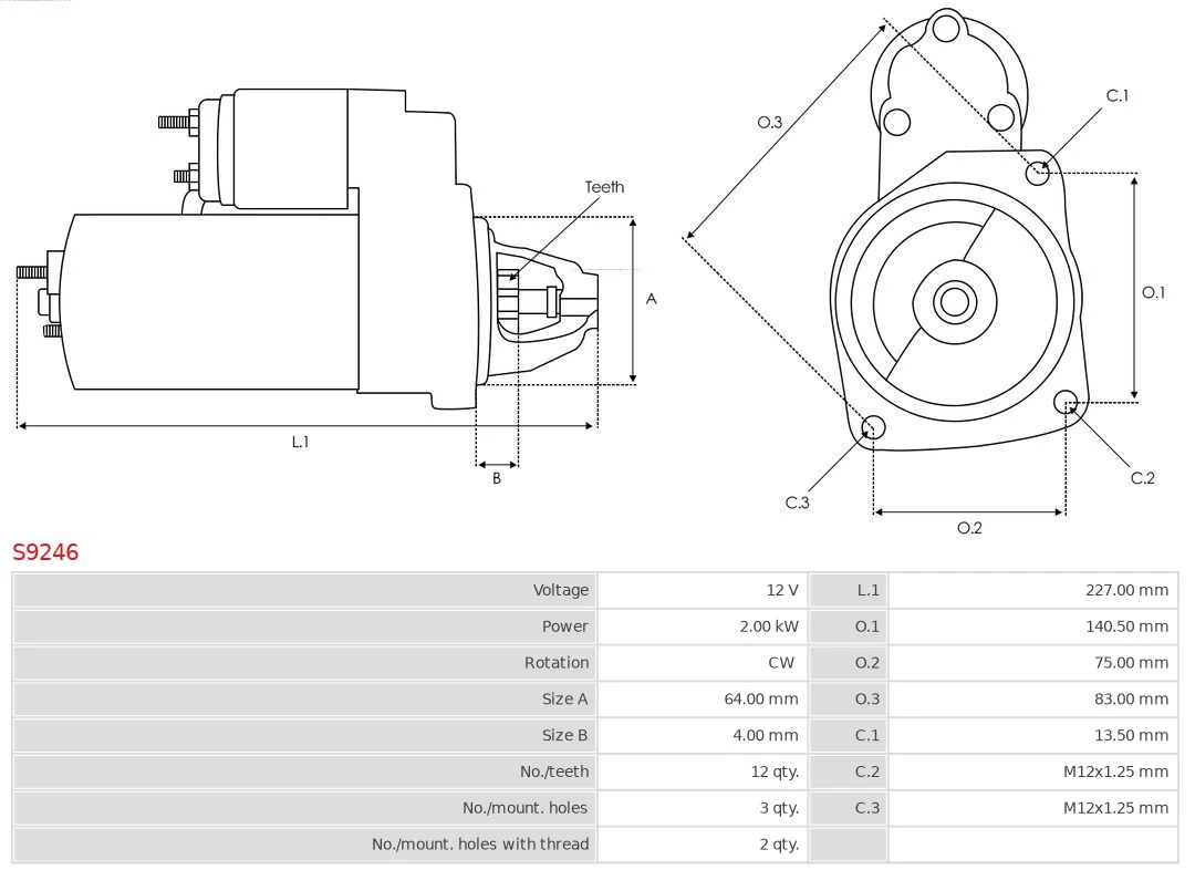 Motor de arranco S9246 As-pl