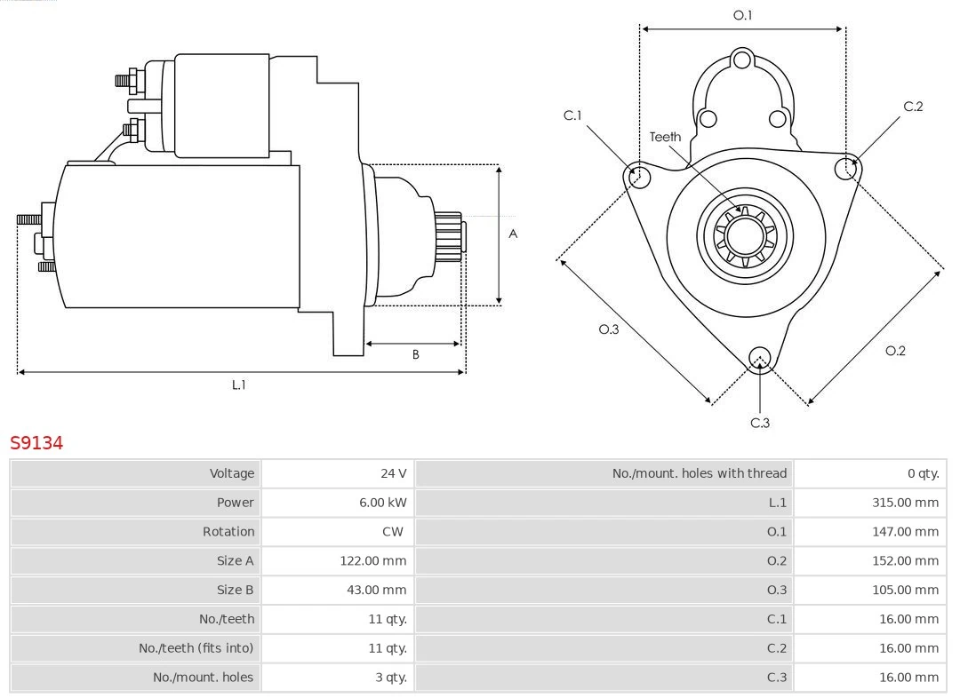 Motor de arranco S9134 As-pl