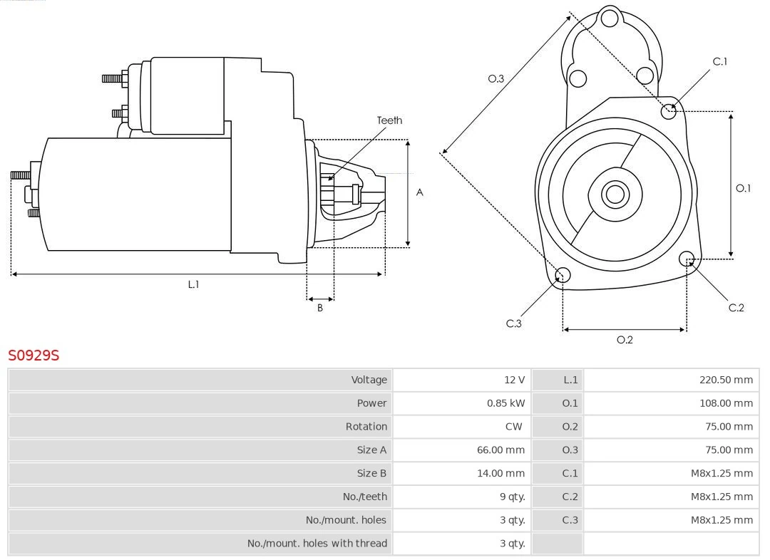 Motor de arranco MRS10260 Magneti Marelli