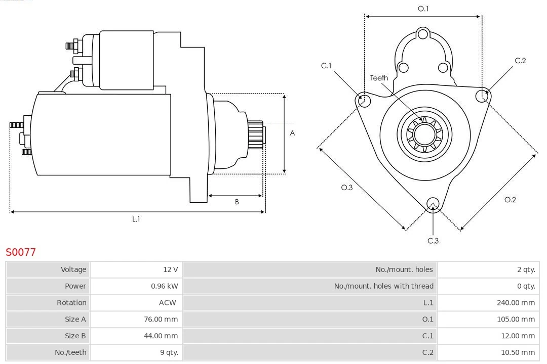 Motor de arranco S0077 As-pl