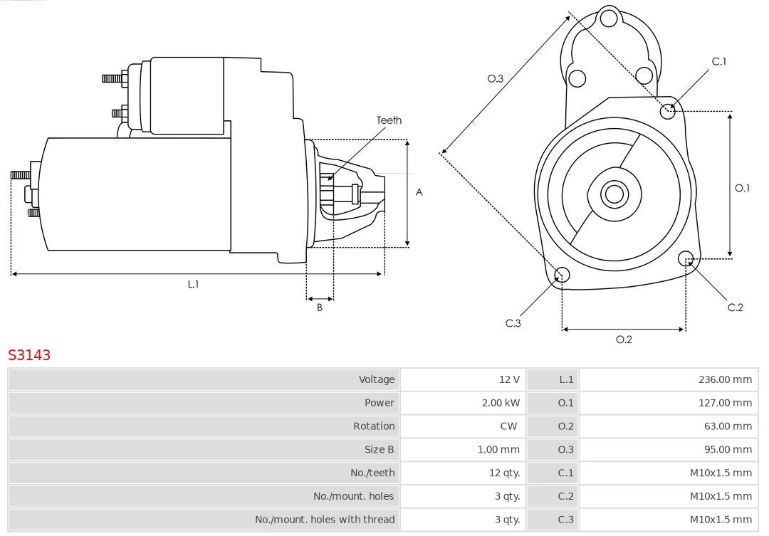 Motor de arranco S3143 As-pl