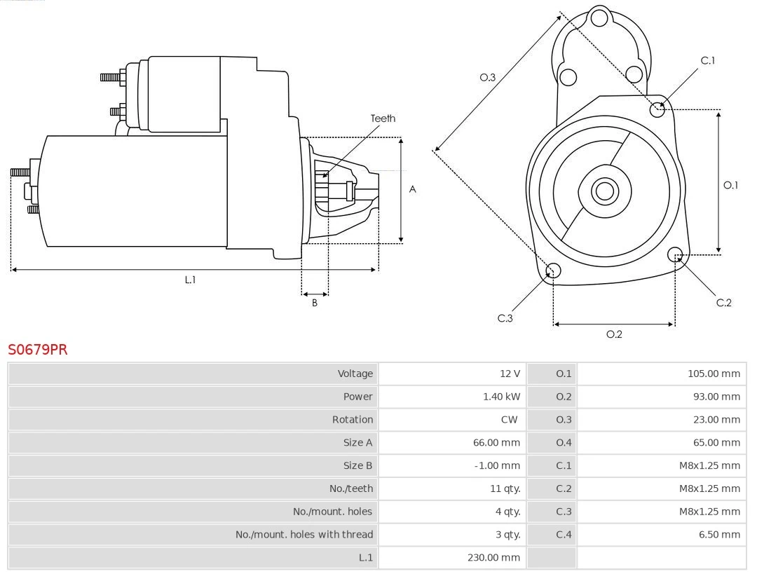 Motor de arranco S0679PR As-pl