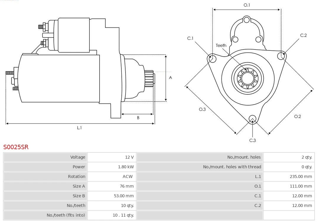 Motor de arranco S0025SR As-pl