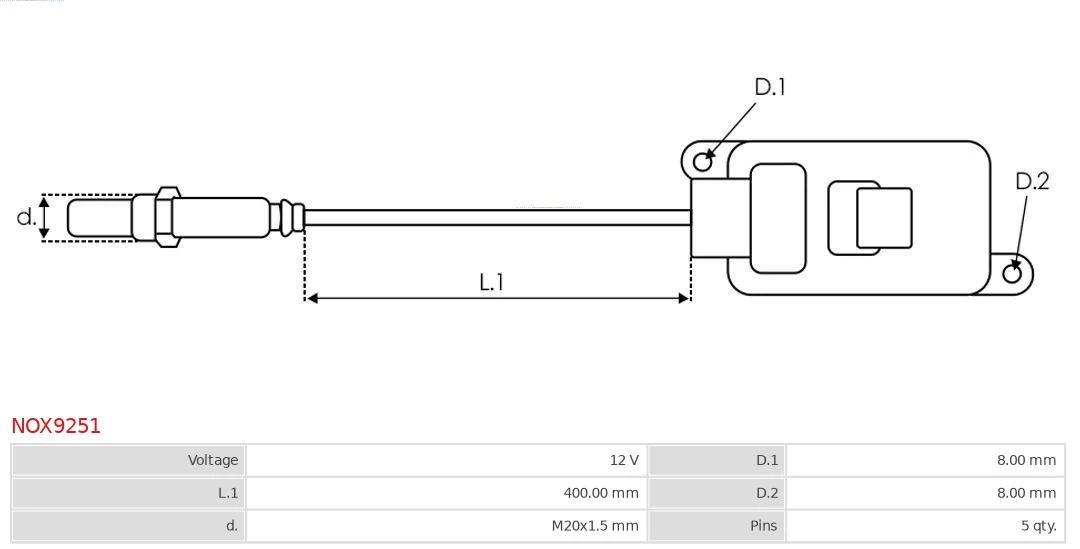 Sensor dianteiro de óxidos de nitrogênio NOX As-pl NOX9251 preço, a partir de 250,07 USD