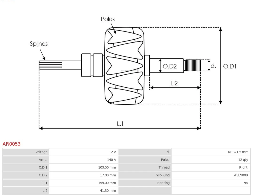 Induzido (rotor) do gerador Audi A4 8K2