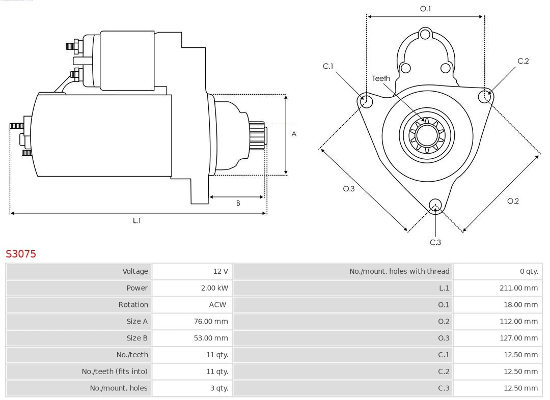 Motor de arranco S3075 As-pl