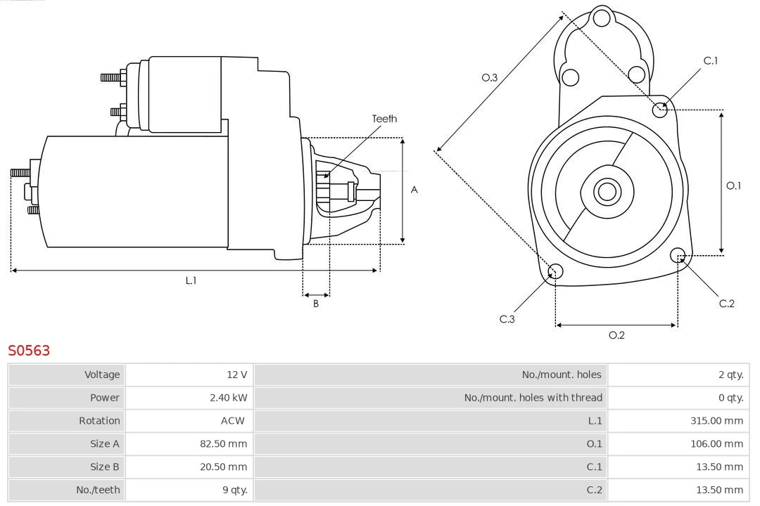 Motor de arranco S0563 As-pl