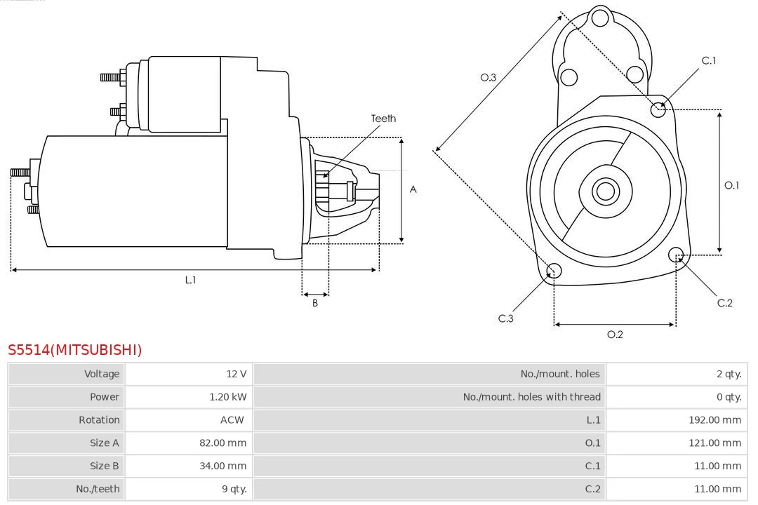 Motor de arranco para Subaru Outback V B15, BS