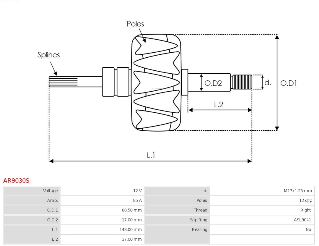 Induzido (rotor) do gerador Chevrolet Aveo II T250, T255